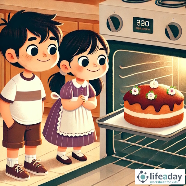 การ์ตูนสำหรับเด็ก ในรูปแบบ นิทานการ์ตูนสองภาษา เรื่อง Big Baking Day หน้า 6